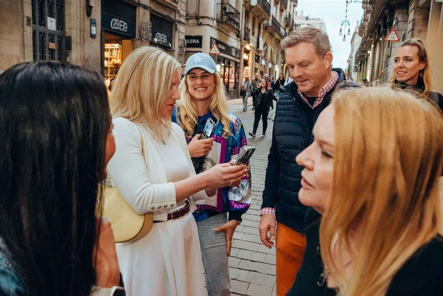 Sharing a laugh mid-route